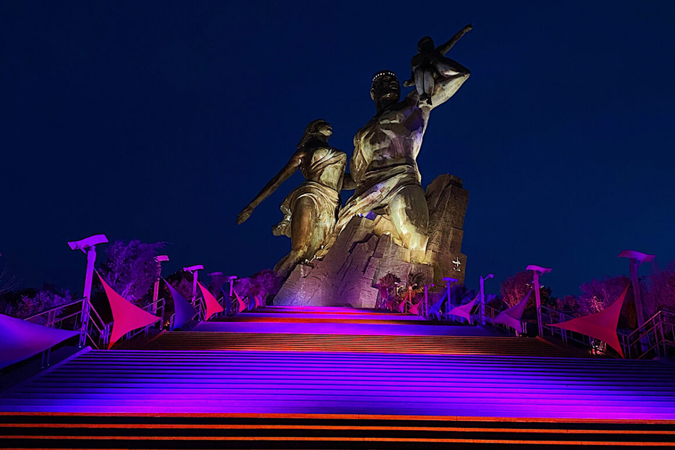 African Renaissance Monument outside Dakar, Senegal is lit up in honour of World NTD Day. 30 Junuary