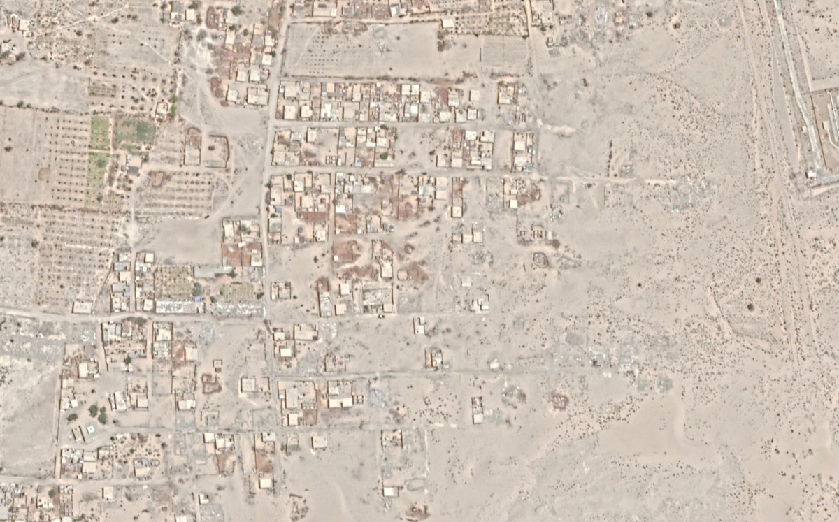 Before and after satellite imagery illustrates demolition in al-Arish city. Before: June 1, 2018. After: April 7, 2019.