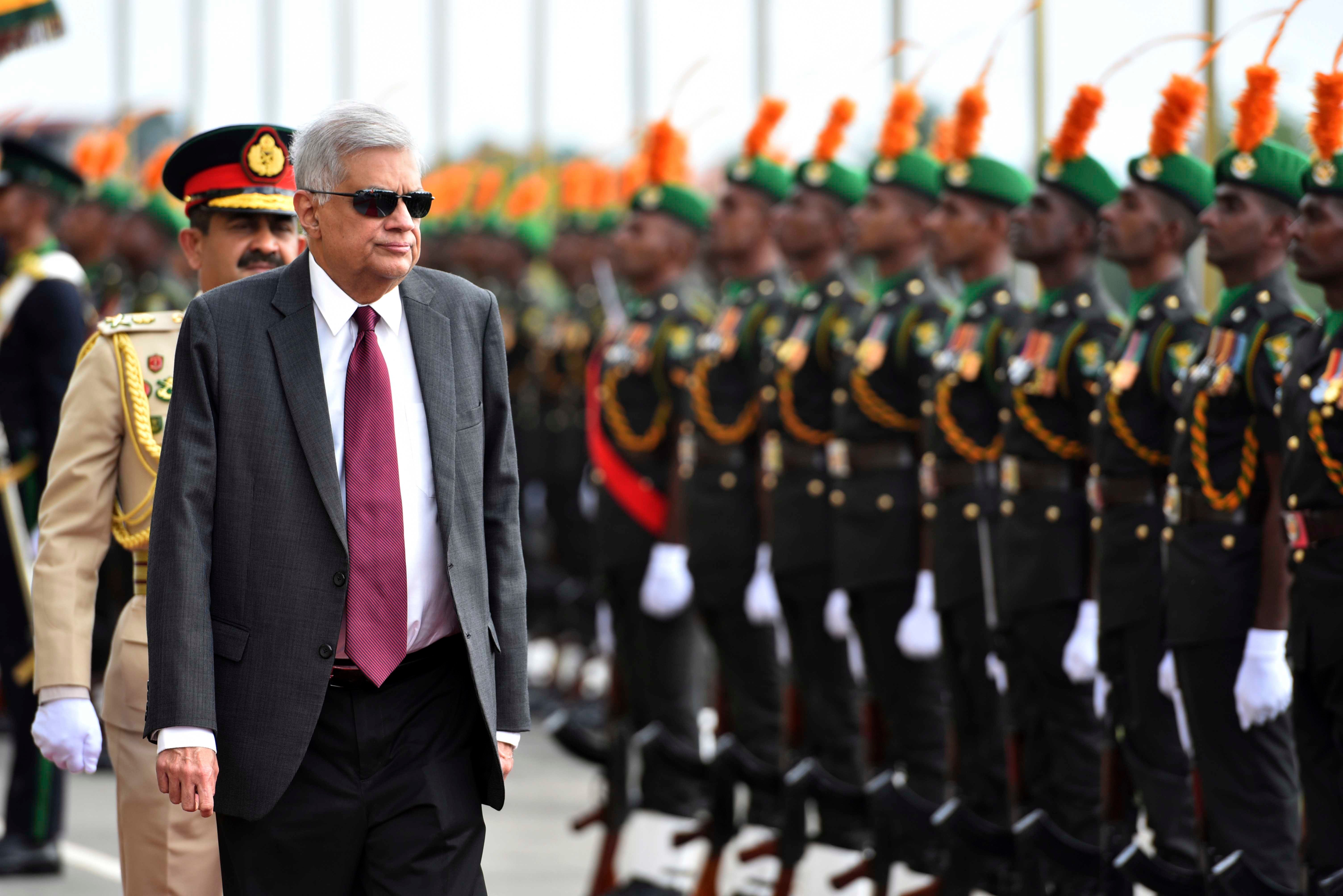 Sri Lankan President Ranil Wickremesinghe visits the Army Headquarters in Colombo, August 9, 2022.