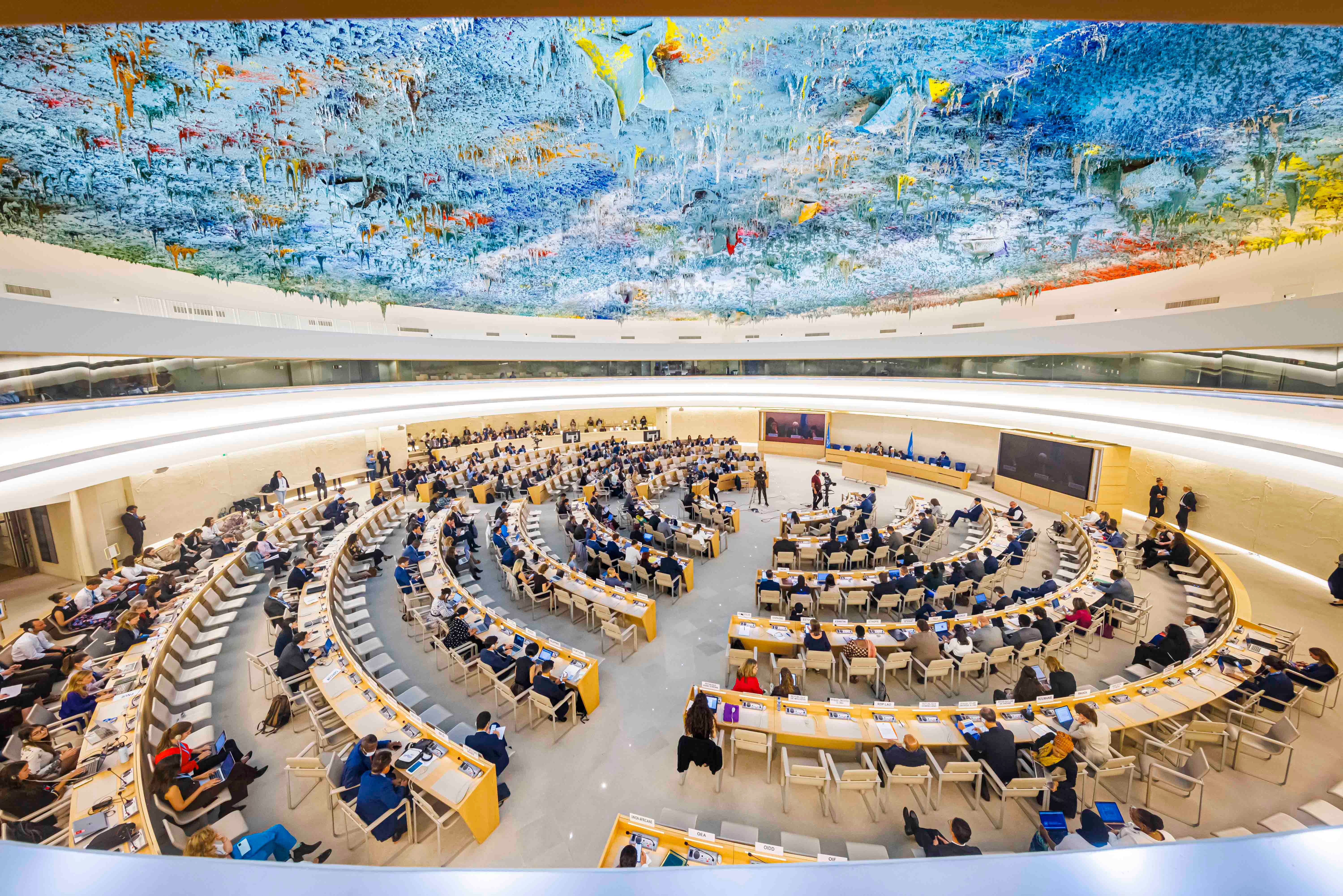 Delegates attend the opening day of the 50th session of the United Nations Human Rights Council.