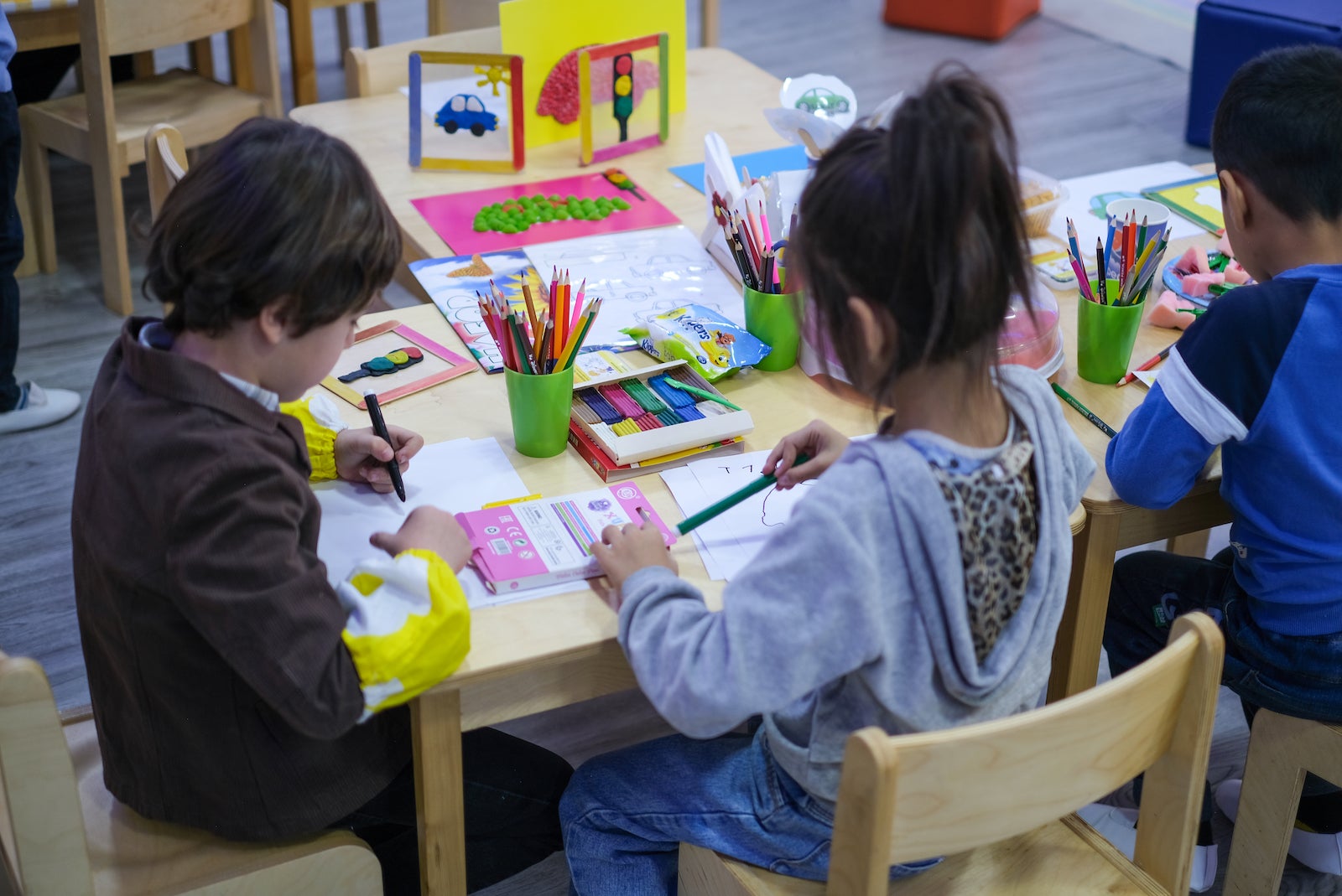 Students in a pre-primary school classroom in Tashkent, Uzbekistan.