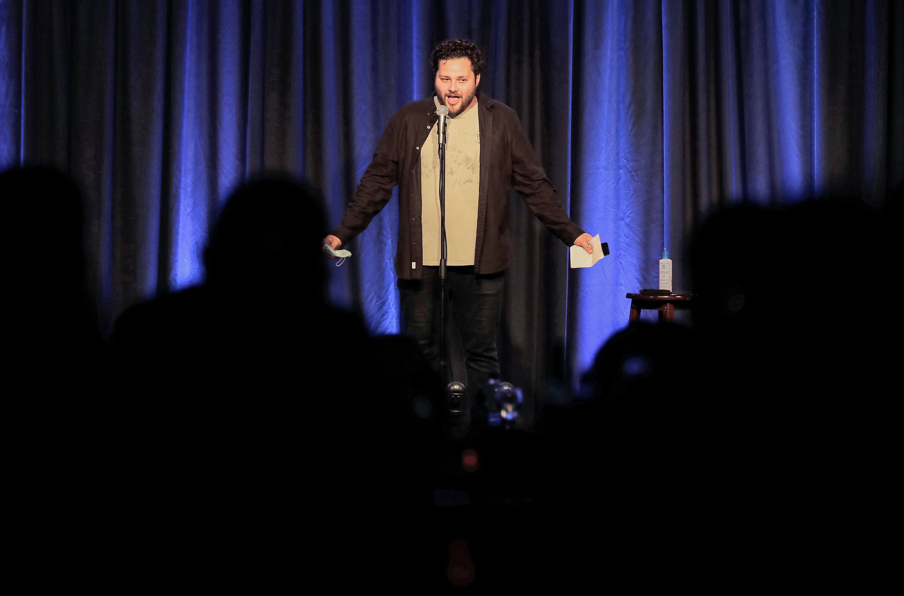  Stand-up comedian Nour Hajjar performs onstage at the KED Beirut on December 15, 2020. 