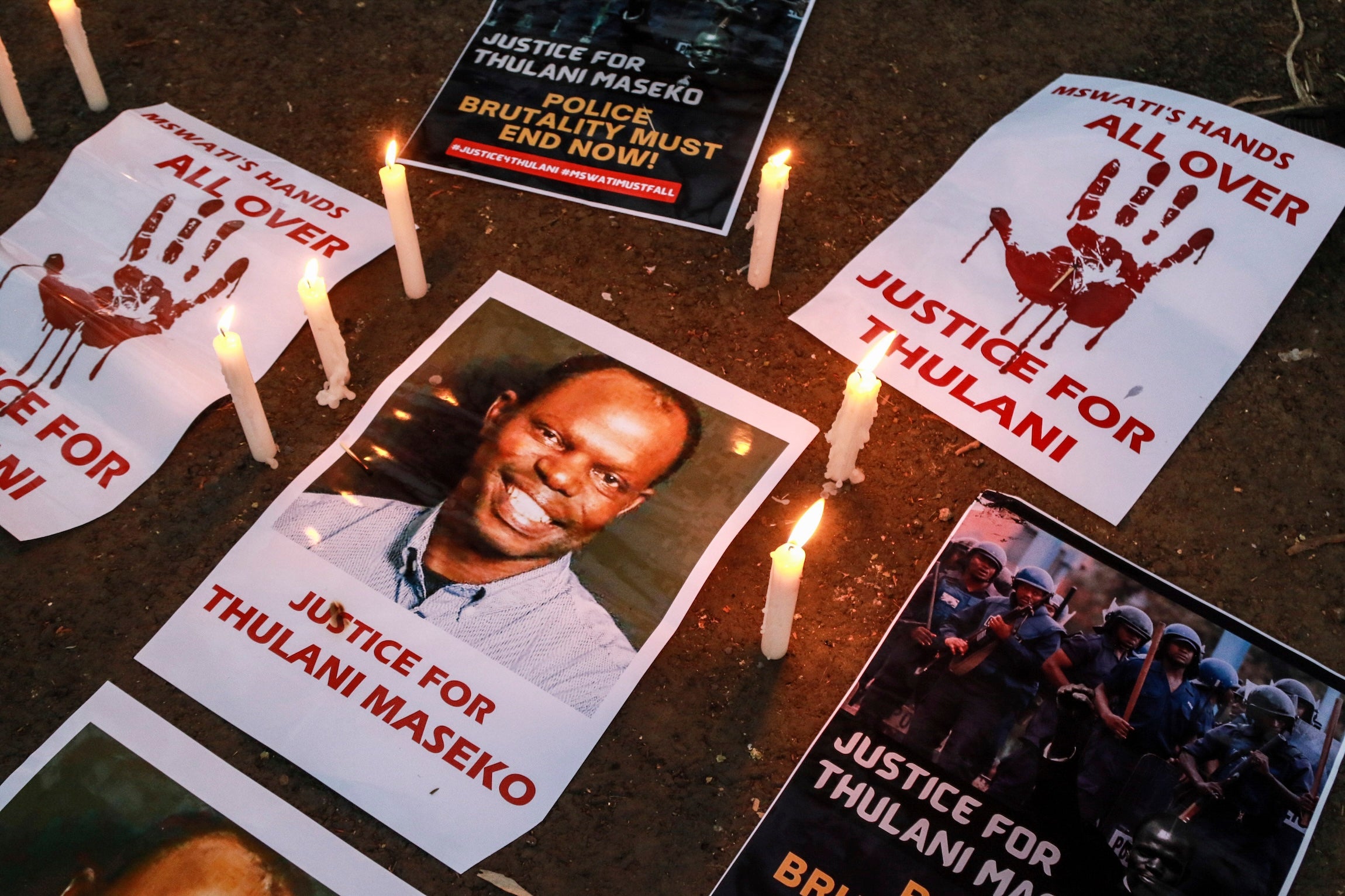 A vigil decrying the assassination of Eswatini Human Rights Lawyer Thulani Maseko in Nakuru Town, Kenya, January 30, 2023.