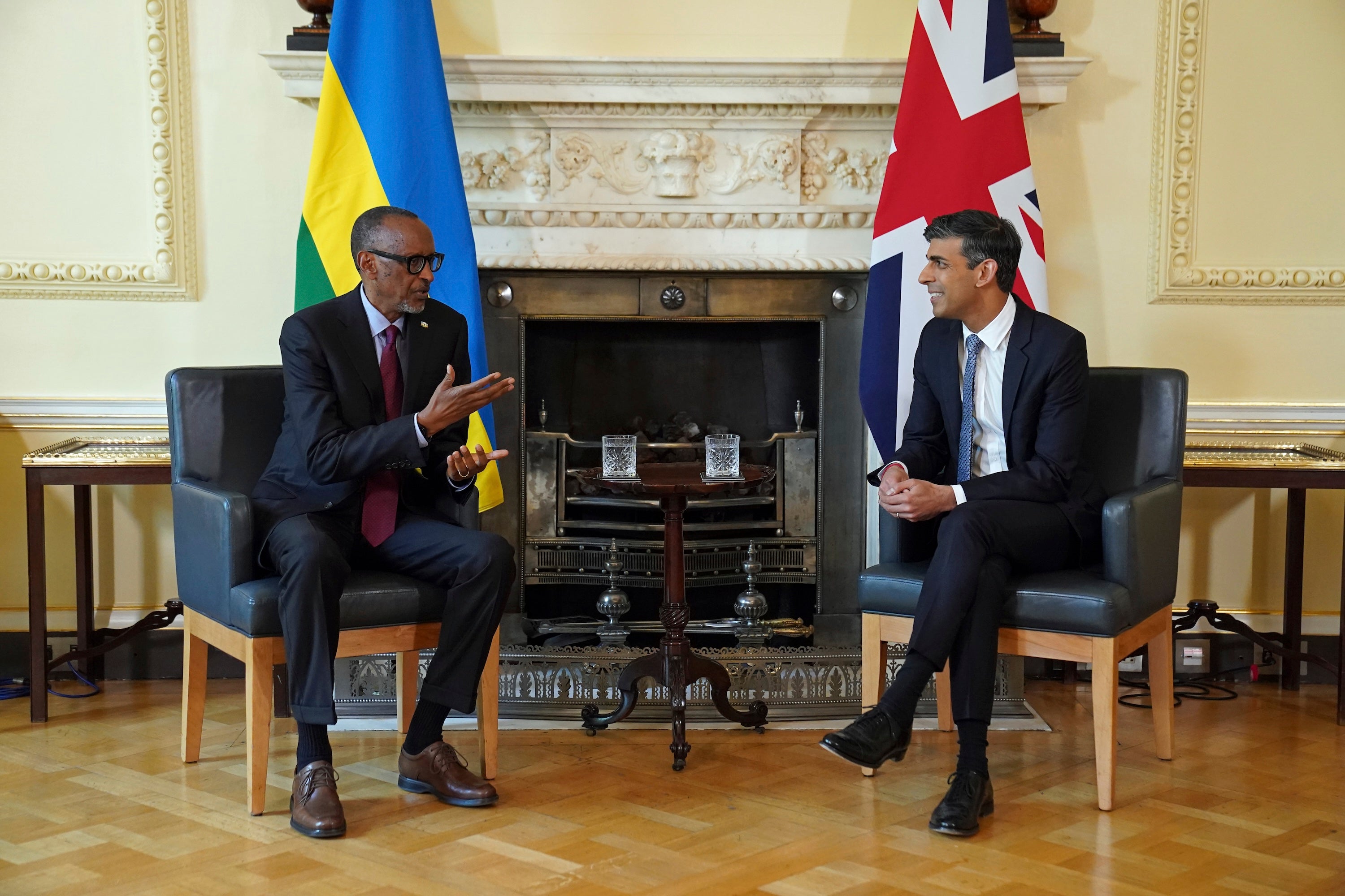 President of Rwanda Paul Kagame and Prime Minister Rishi Sunak in London, UK, May 4, 2023.
