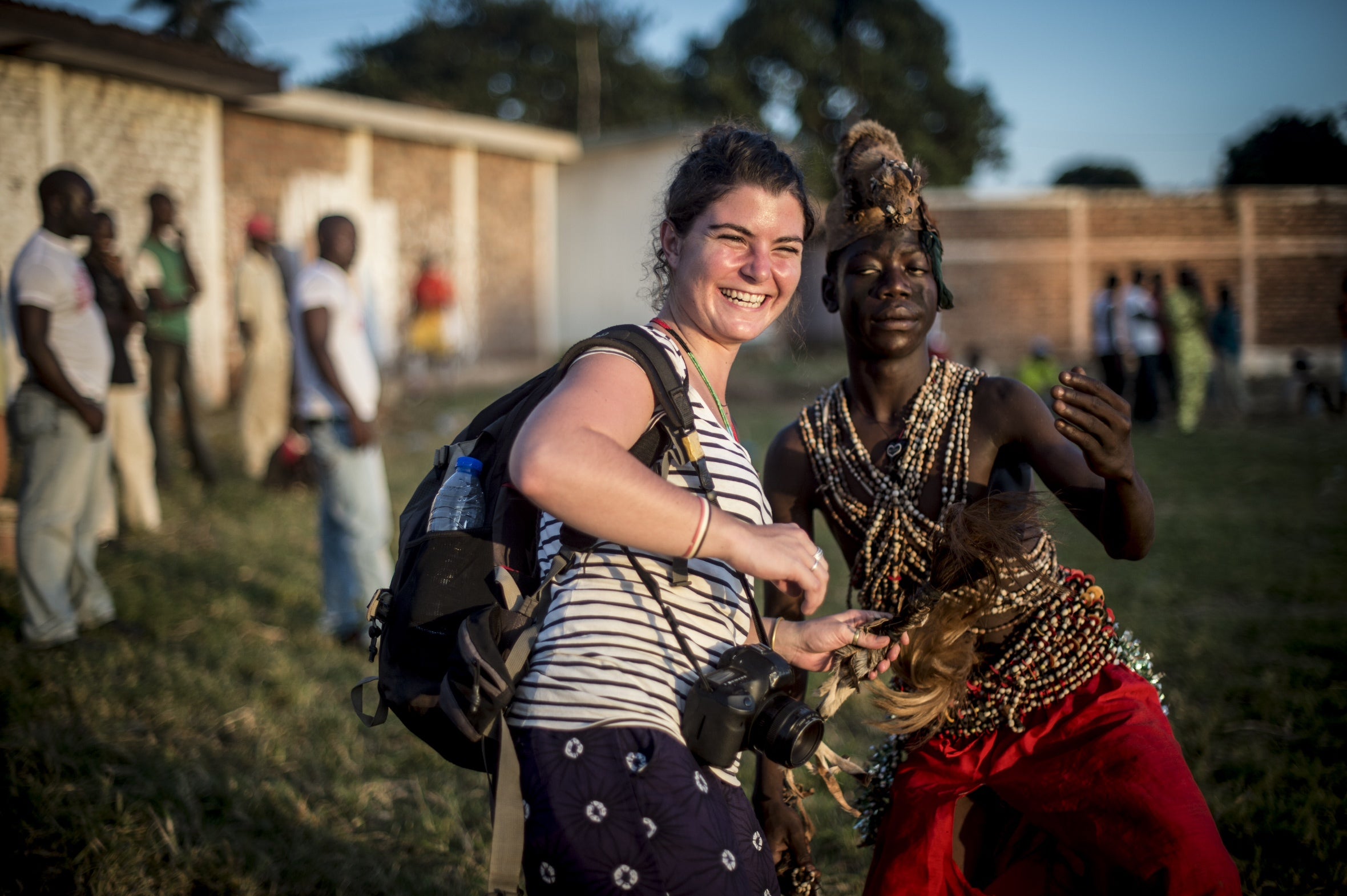 French photojournalist Camille Lepage at Bonga Bonga stadium in Bangui, Central African Republic, on October 6, 2013. 