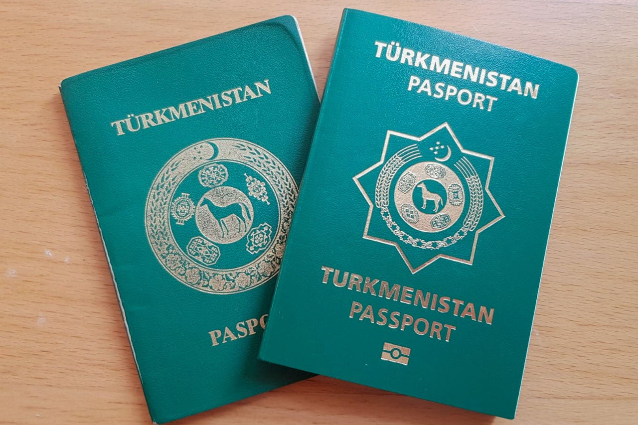 Front cover of two Turkmen passports