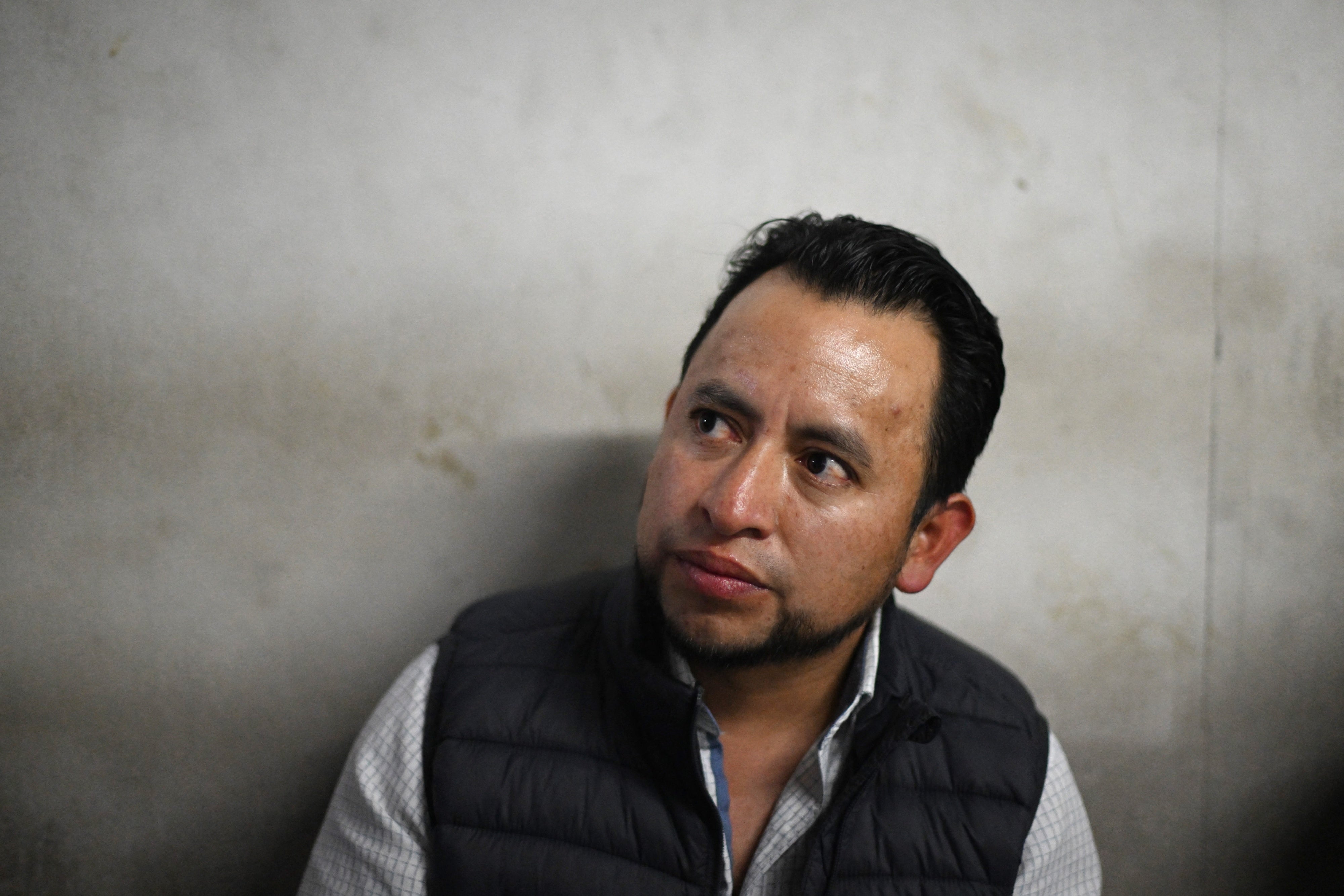 Guatemalan Deputy Minister of Sustainable Development Luis Pacheco arrives at the court after being arrested on charges of terrorism and other crimes in Guatemala City on April 23, 2025.