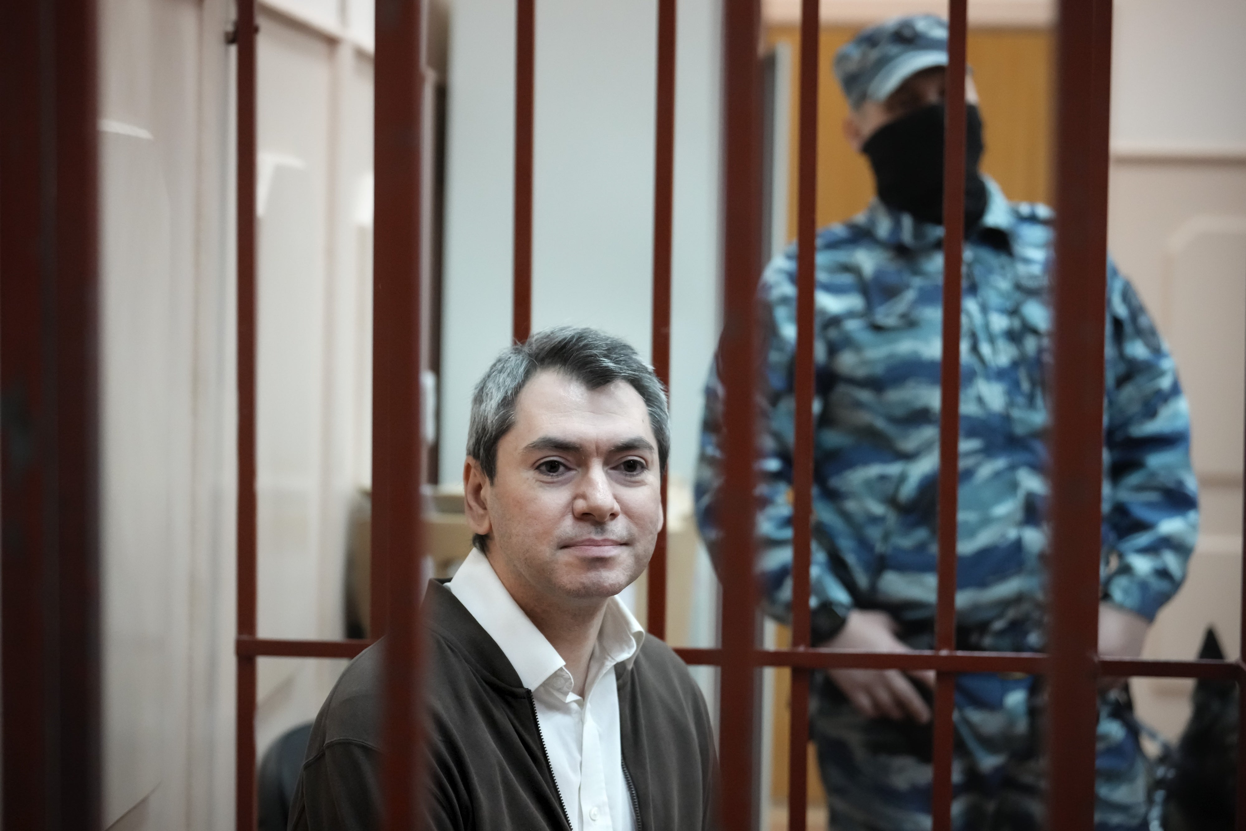  Grigory Melkonyants, co-chair of Russia's leading independent election monitoring group Golos, in a courtroom prior to a hearing in Basmanny district court in Moscow, Russia, October 9, 2024.