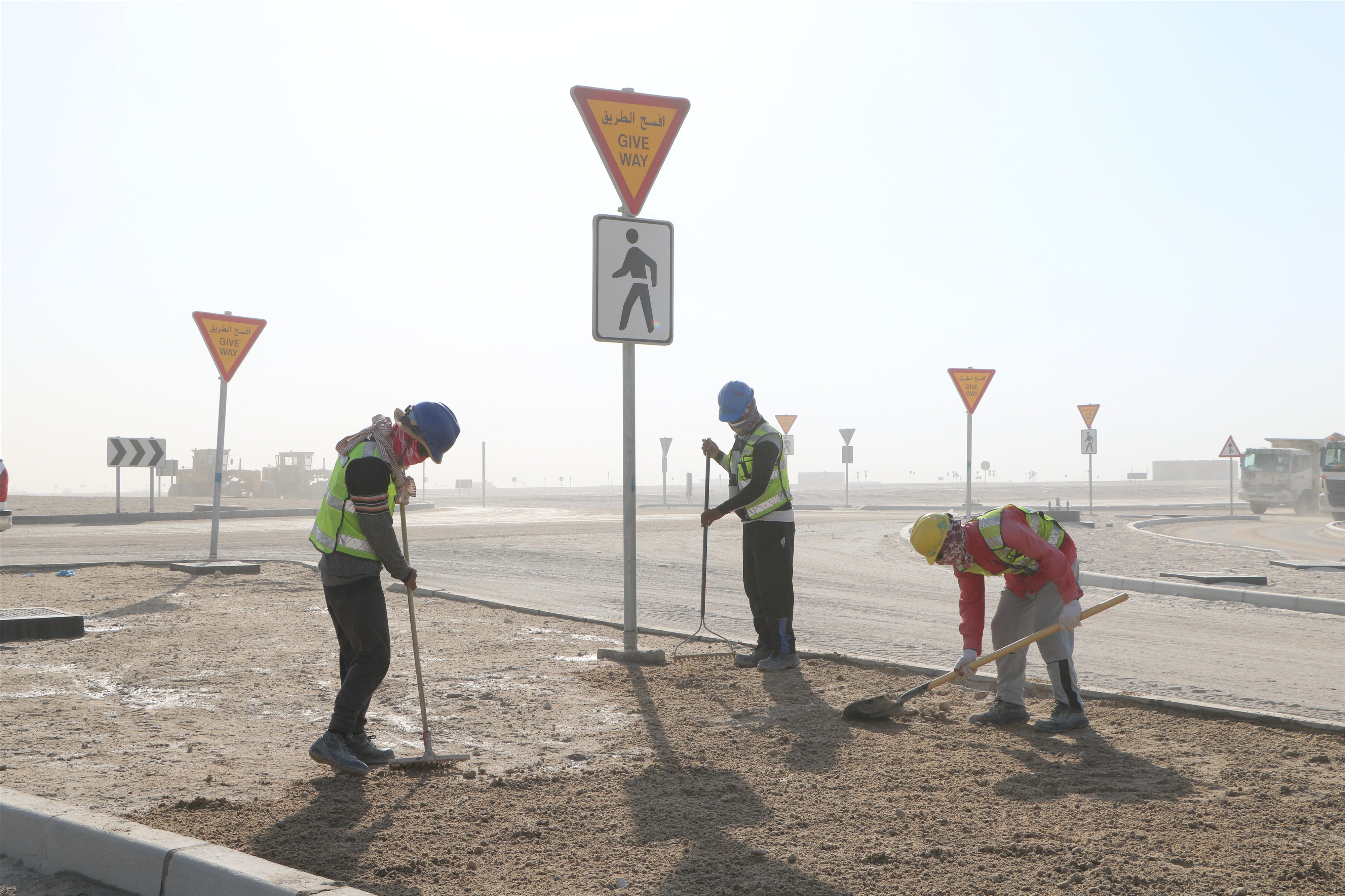 Construction workers in the Ahmadi Governorate in Kuwait, January 27, 2025.