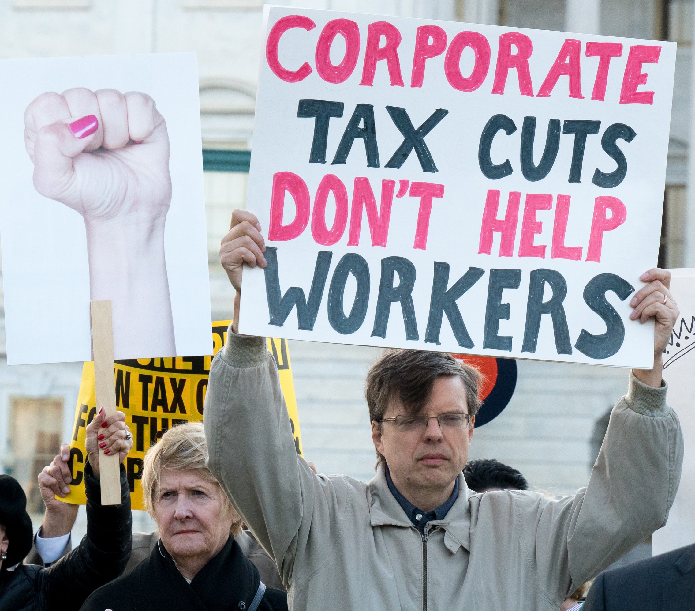Rally in opposition of a tax bill, in front of the US Capitol, Washington DC, November 30, 2017.