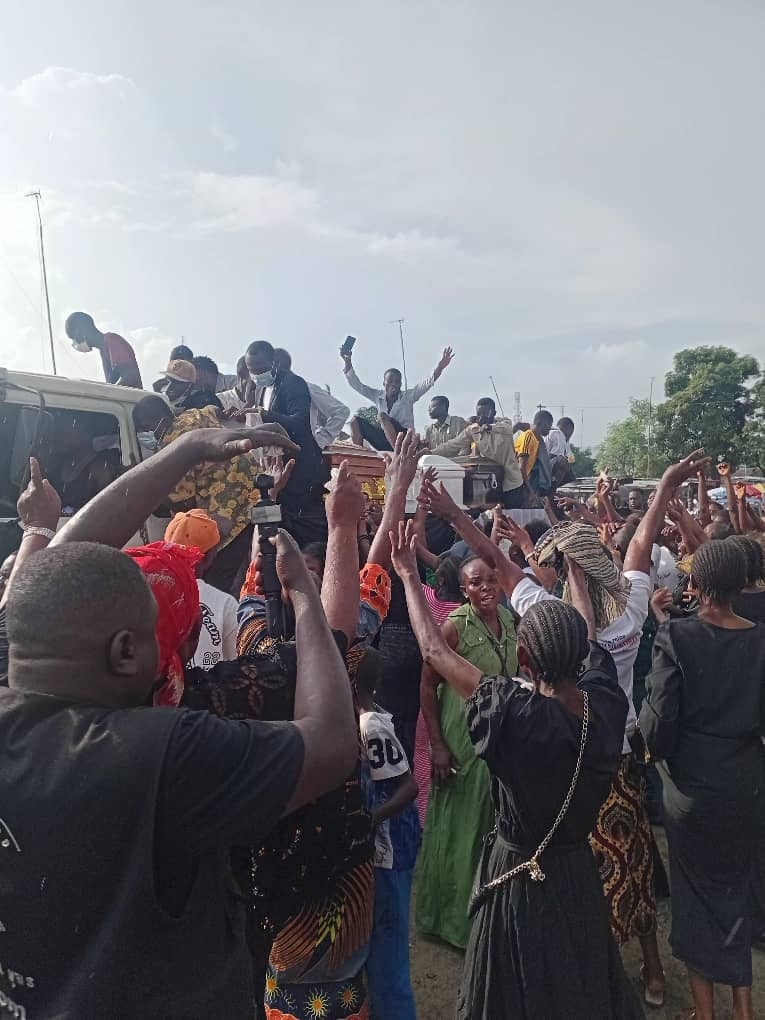 Mourners at the funeral for seven victims of the attack on Nkana on November 23, 2025, in Makulu, Democratic Republic of Congo, December 5, 2025. 