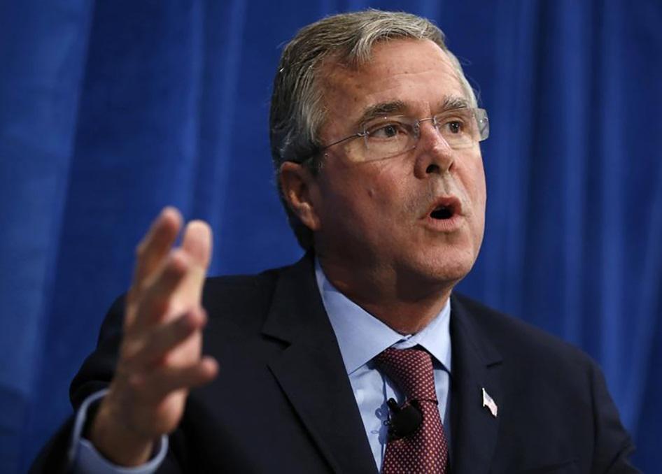 US Republican presidential candidate Jeb Bush speaks at a campaign stop in Davenport, Iowa on August 13, 2015.