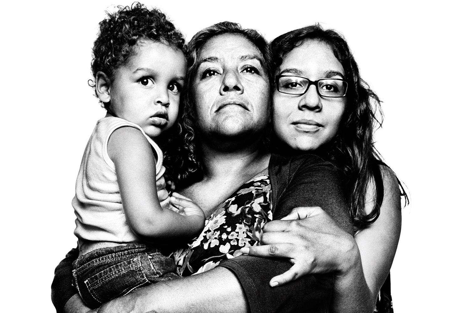 Melida Ruiz, a lawful permanent resident, pictured with her daughter, Mercedez Ruiz, and her grandson, Christopher Gonzalez.