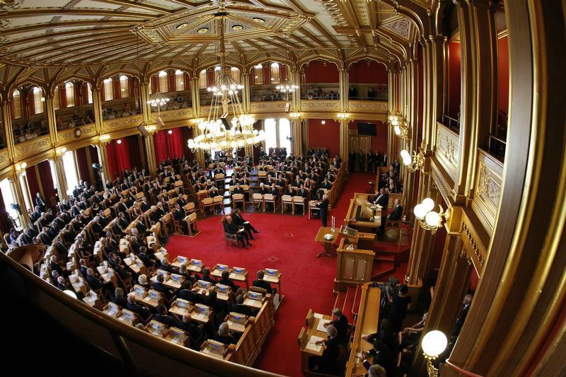 A general view inside the Norwegian parliament in Oslo August 1, 2011.
