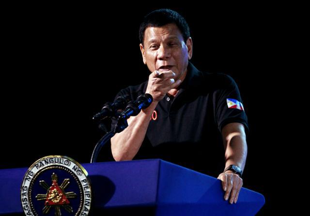 President Rodrigo Duterte speaks at Camp Servillano S. Aquino in Tarlac, Philippines on December 11, 2016.