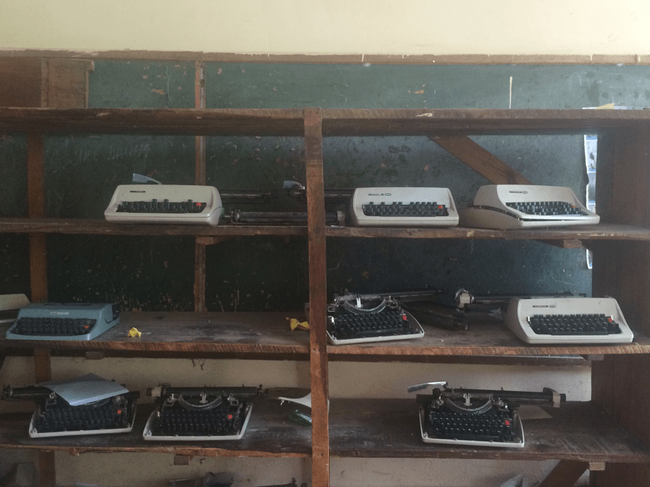 Out of use Perkins braillers, or braille writers