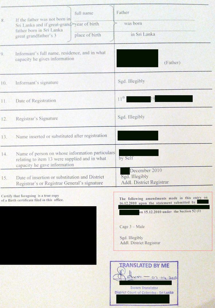 Birth Certificate in Sri Lanka