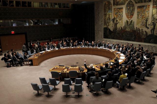 The UN Security Council votes on a resolution at the United Nations Headquarters in New York on March 2, 2016.