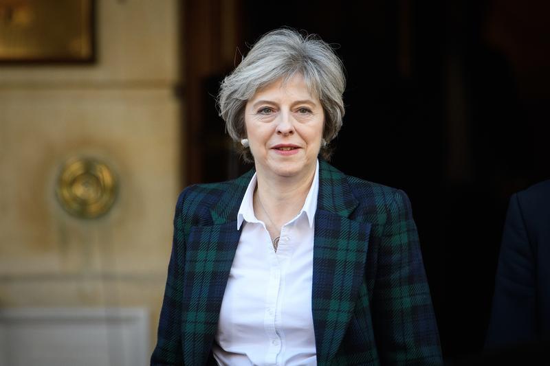 Britain's Prime Minister Theresa May leaves after delivering her keynote speech on Brexit at Lancaster House in London, January 17, 2017. 