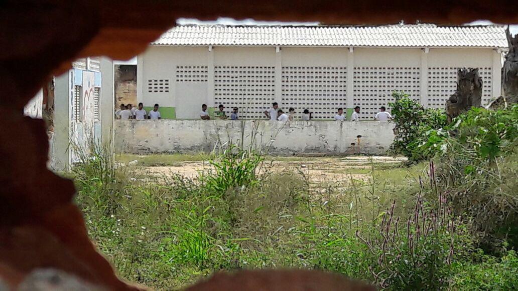The inside of the Penitenciária Agrícola de Monte Cristo prison in Roraima state, Brazil, seen through a hole in the wall in 2016. 