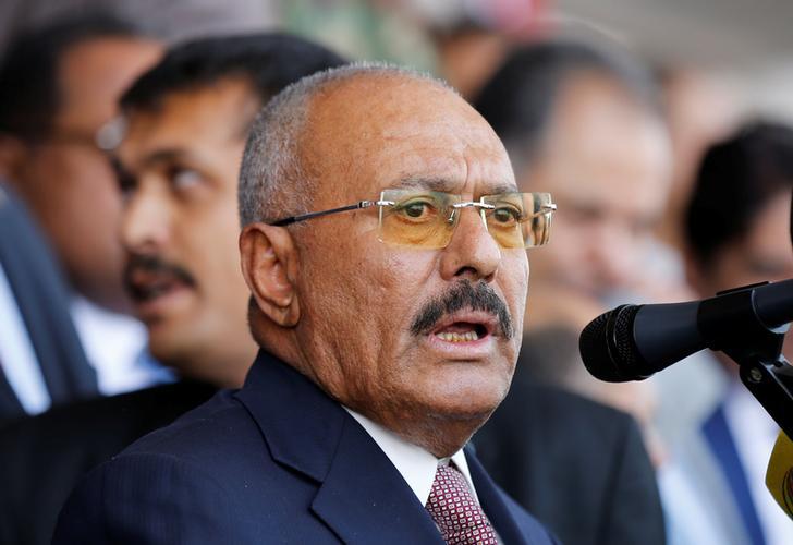 Yemen's former President Ali Abdullah Saleh addresses a rally held to mark the 35th anniversary of the establishment of his General People's Congress party in Sanaa, Yemen August 24, 2017. Picture taken August 24, 2017