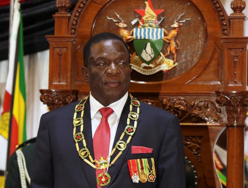 Zimbabwean President Emmerson Mnangagwa looks on after delivering the State of the Nation Address (SONA) in Harare, Zimbabwe, December 20, 2017.