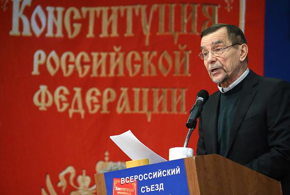 Russian human rights activist Lev Ponomarev at an All-Russian convention on the protection of human rights. 