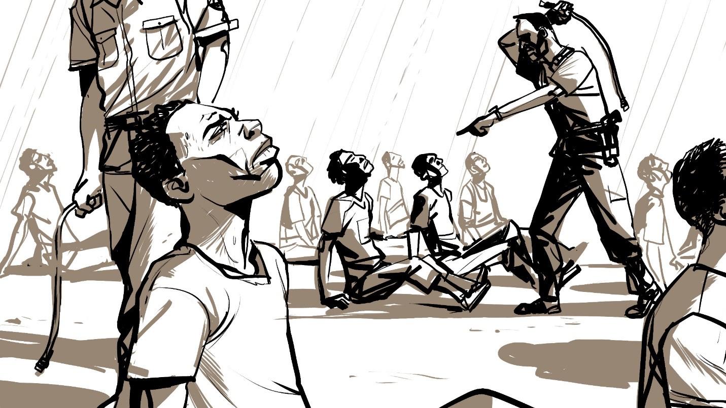 Elijah said guards forced detainees to sit on the ground and stare at the sun.