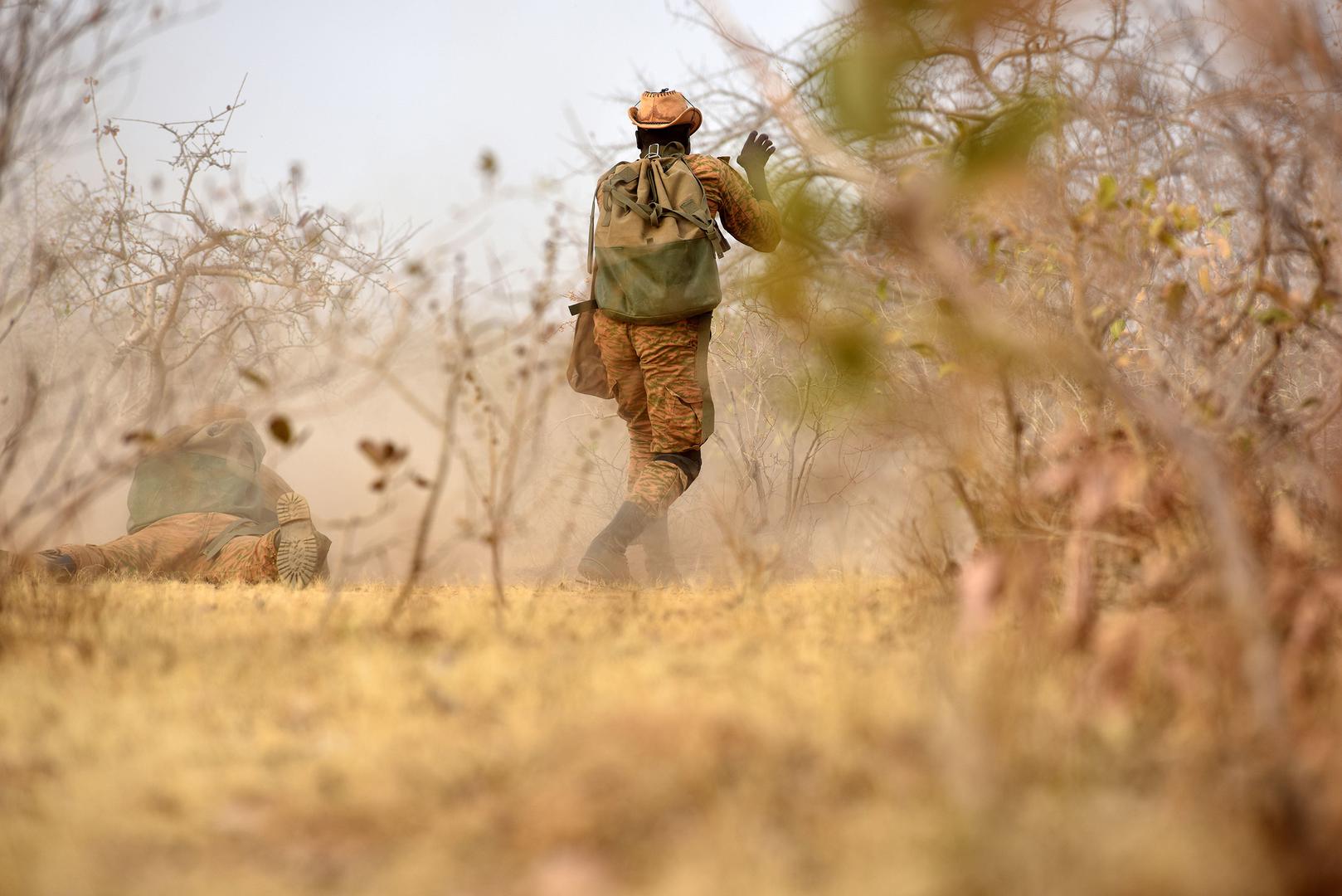 Burkina Faso Soldiers take part in a training exercise in 2017, in Burkina Faso.   (U.S. Army Photo by Sgt Benjamin Northcutt 3rd Special Forces Group (Airborne) Public Affairs Sergeant/released)