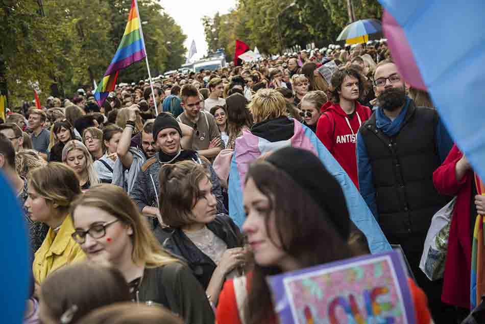 Thousands of people take part in the Equality March in Lublin city, Poland, September 28, 2019.
