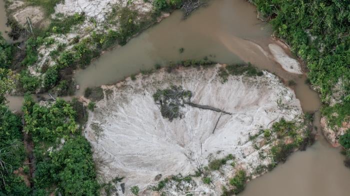 A mining site in the Munduruku Indigenous Land registered by Brazil's environmental agency IBAMA, May 2018. 