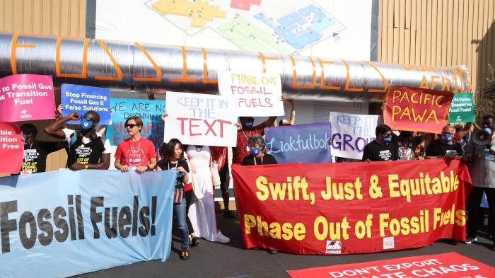 Community leaders from the Global Campaign to Demand Climate Justice rally at COP27.