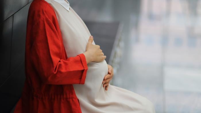 Pregnant woman in Seoul, South Korea. 