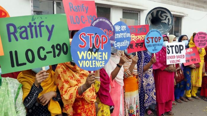 Garment workers protest against violence and sexual harassment in the workplace
