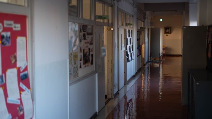 A Tokyo public high school corridor.