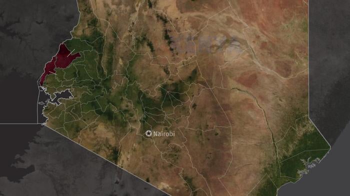 Map of Kenya showing Bungoma and Busia counties.