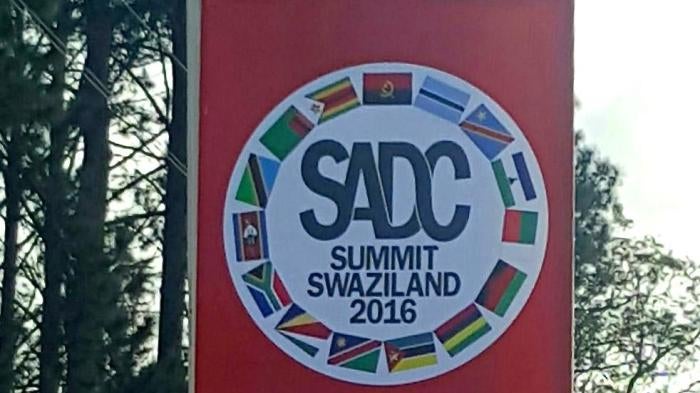 Billboard advertising the 2016 Southern African Development Community (SADC) Summit in Mbabane, Swaziland.