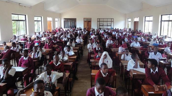 More than 120 Form II students prepare to sit their mock exams in a secondary school in Mwanza, northwestern Tanzania.