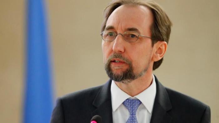 Zeid Ra'ad al-Hussein, U.N. High Commissioner for Human Rights, addresses the Human Rights Council at the United Nations in Geneva, Switzerland February 26, 2018.