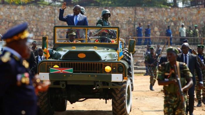 Burundi’s President Pierre Nkurunziza at the Prince Louis Rwagasore stadium in Bujumbura, as Burundi marked its 55th independence anniversary on July 1, 2017.