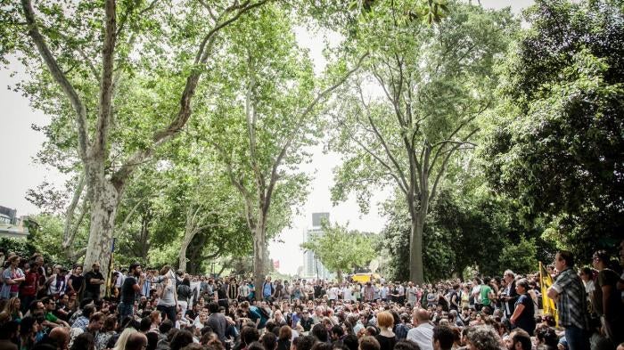 People protesting in Turkey.