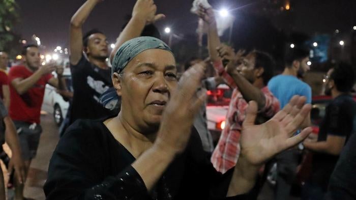 Small groups of protesters gather in central Cairo shouting anti-government slogans in Cairo, Egypt September 21, 2019.