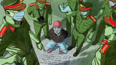Illustration of police arresting a man