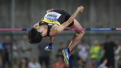 Japanese high jumper Tomohiro Shinno participates in the 60th Palio Citta della Quercia, in Rovereto, Italy, September 3, 2024.