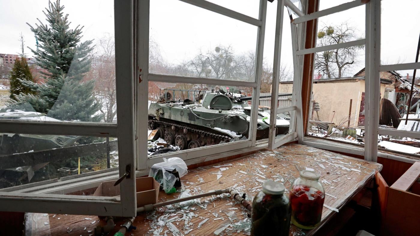 A shot of damage to a home from the interior