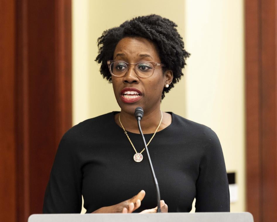 U.S. Representative Lauren Underwood (D-IL), co-founder and co-chair of the Black Maternal Health Caucus,  speaking at the Black Maternal Health Caucus Stakeholder Summit at the Capitol in Washington, DC on July 11, 2019. 