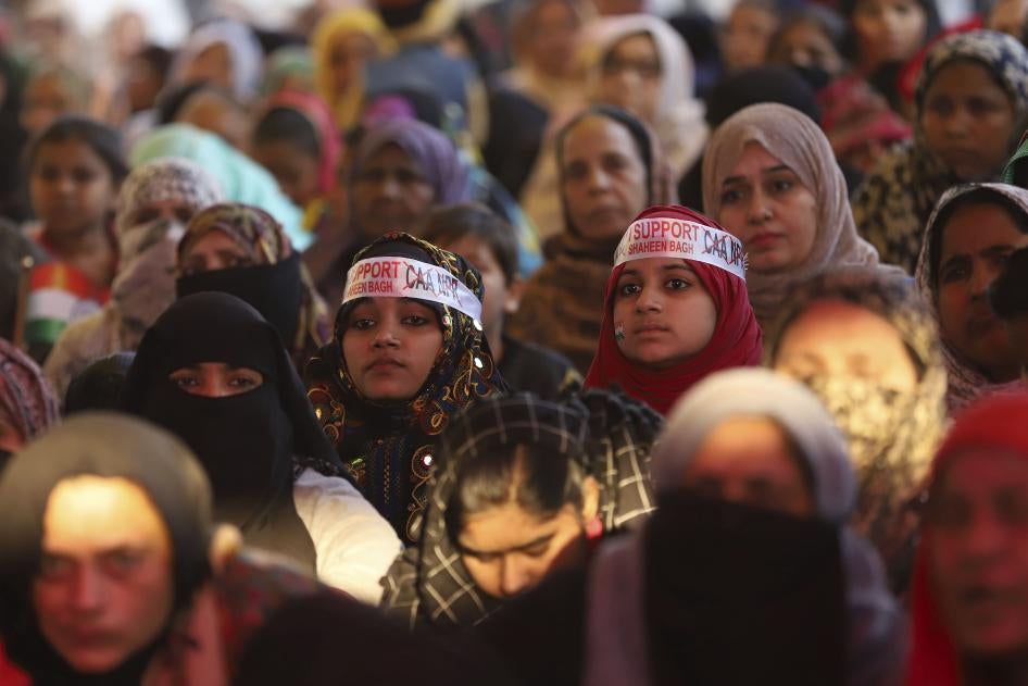 Indians protesting against the new citizenship law and verification policies at Shaheen Bagh