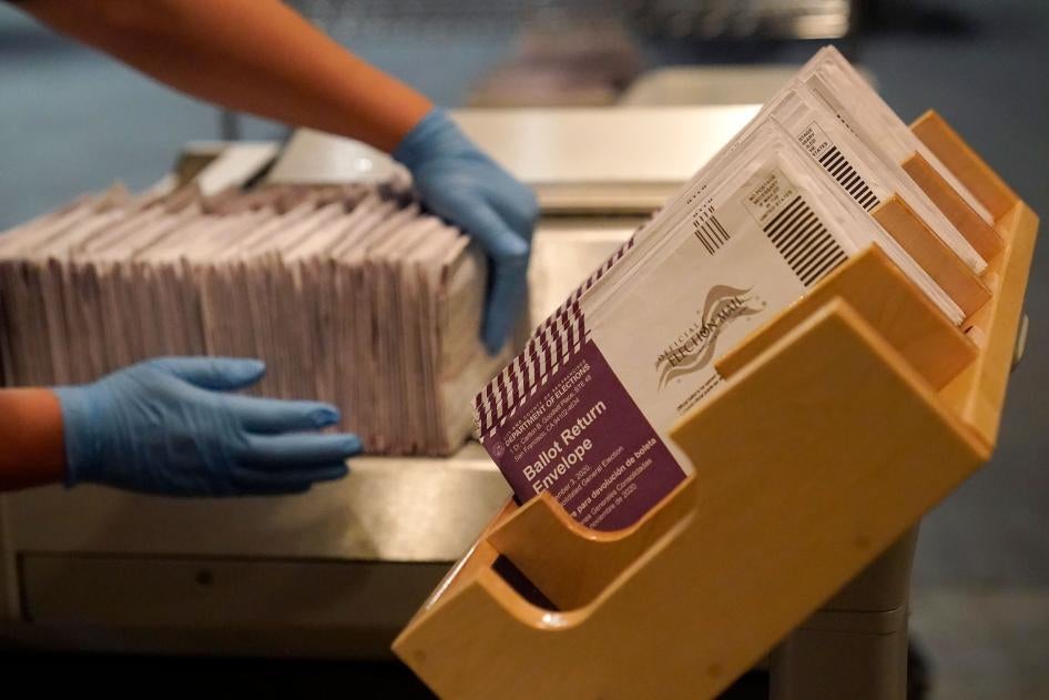 Envelopes containing ballots are shown at a San Francisco Department of Elections voting center in San Francisco, California, November 1, 2020. 