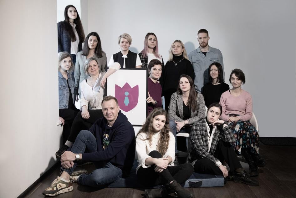 The staff of Nasiliu.net center, an awareness-raising group that provides assistance to domestic violence survivors.  