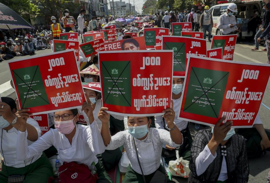 Anti-coup protesters stage a sit-in demonstration, Mandalay, Myanmar, February 24, 2021.